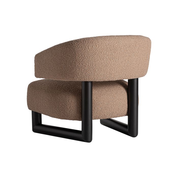 Sillón Madera Negra Tejido Marrón Granular, 76 Cm