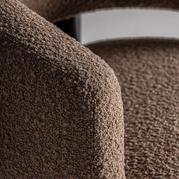 Sillón Madera Negra Tejido Marrón Granular, 76 Cm