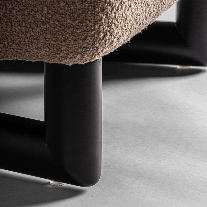 Sillón Madera Negra Tejido Marrón Granular, 76 Cm