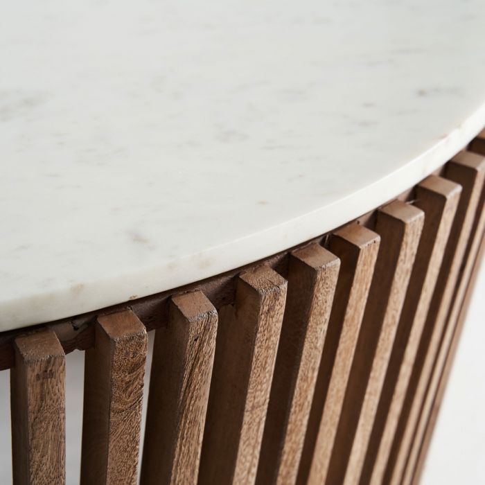 Mesa Centro Madera Mármol Blanco, 100 Cm