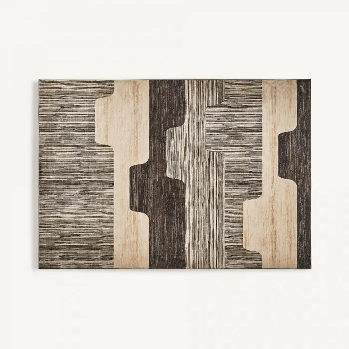 Alfombra Tejido Gris Beige Dibujos, 340 Cm