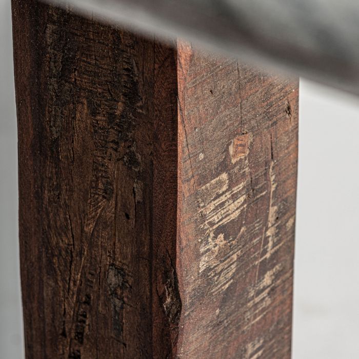 Mesa Bar Madera Marrón Tapa Mármol Gris Cuadrada, 77 Cm