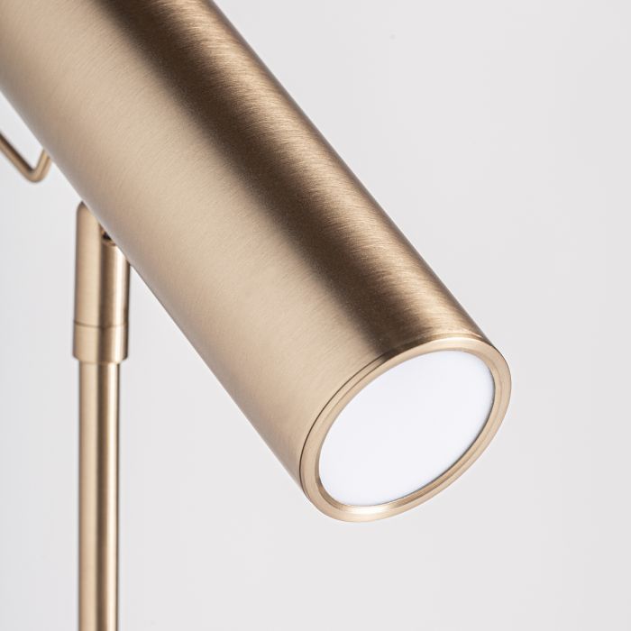 Lámpara De Pie Hierro Oro Base Mármol Negro Foco, 129 Cm