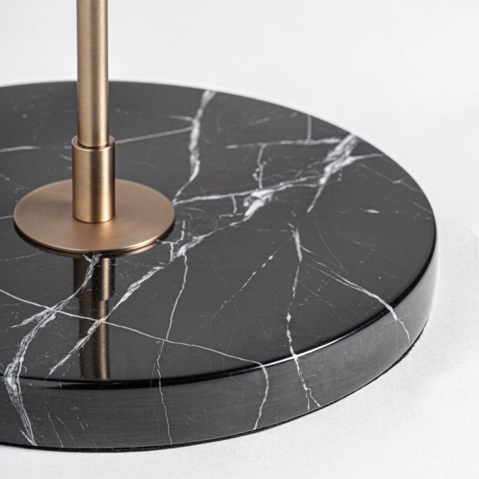 Lámpara De Pie Hierro Oro Base Mármol Negro Foco, 129 Cm
