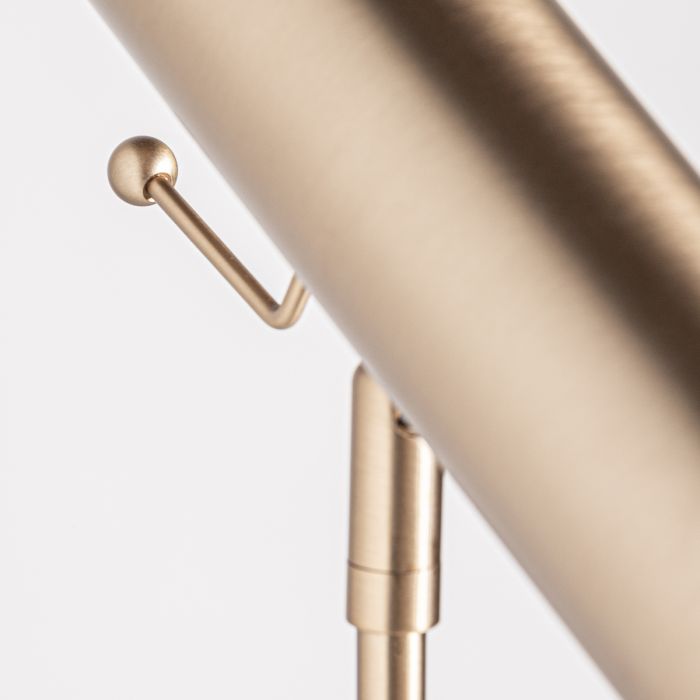 Lámpara De Pie Hierro Oro Base Mármol Negro Foco, 129 Cm