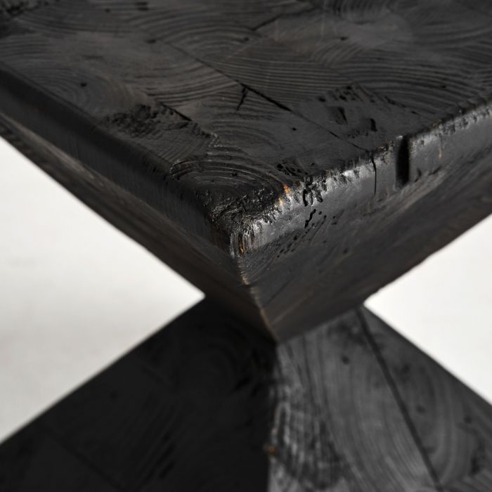 Mesa Auxiliar Madera Recuperada Negro, 40 Cm
