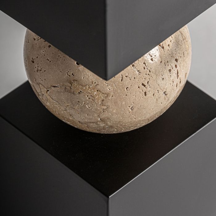 Lámpara De Sobremesa Hierro Negro Mármol Bola, 73 Cm
