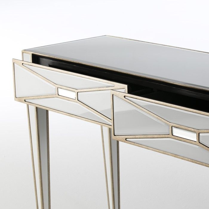 Consola 133x40x78 Espejo/Cristal Blanco/Dorado