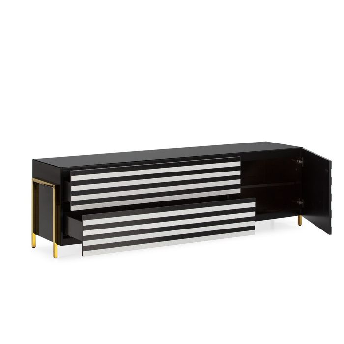 Mueble TV Blanco/Negro/Dorado