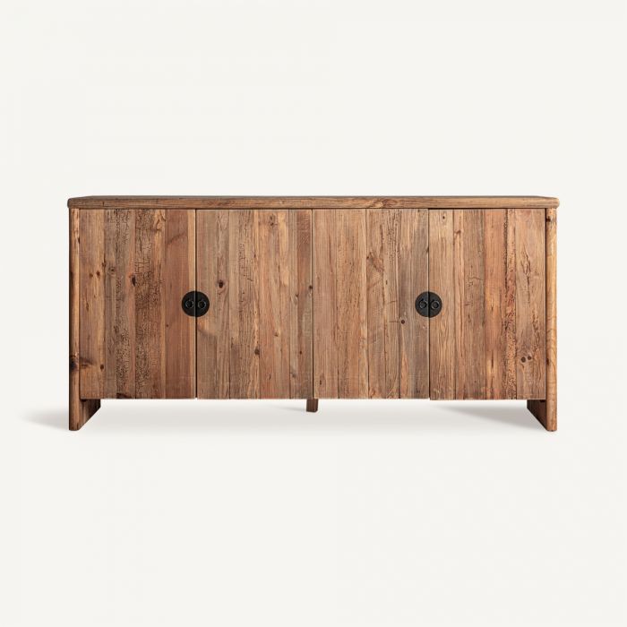 Aparador Madera Reciclada Natural 4 Puertas, 190 Cm
