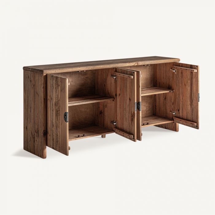 Aparador Madera Reciclada Natural 4 Puertas, 190 Cm