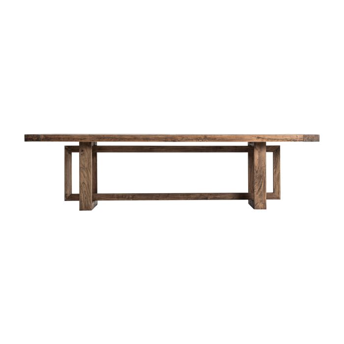 Mesa de comedor en madera de olmo marrón.