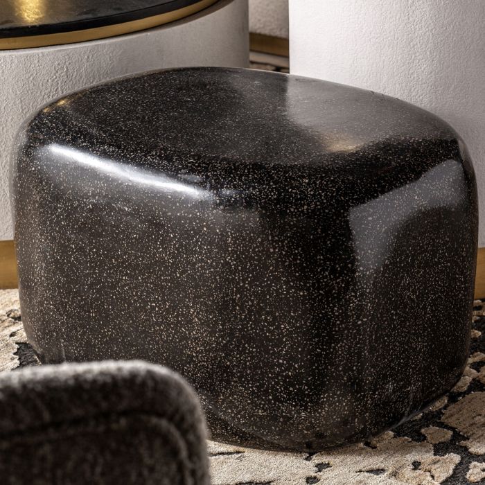 Mesa Centro Piedra Color Negro Pulido, 70 Cm