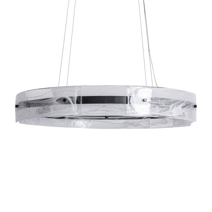 Lámpara de techo en cristal transparente y hierro negro 80 cm 