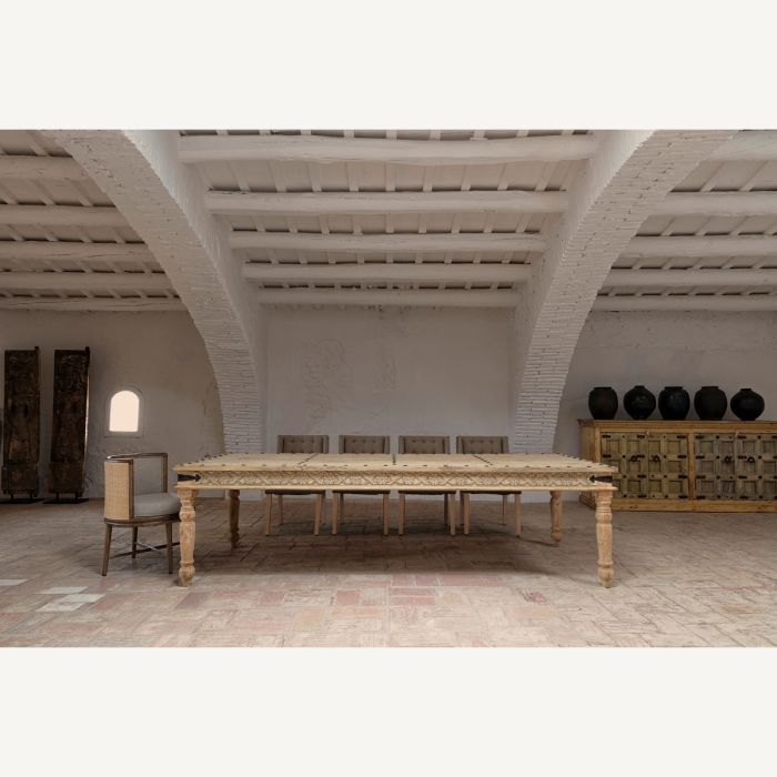 Silla Madera Tonos Marrón Tejido Blanco Roto, 78 Cm