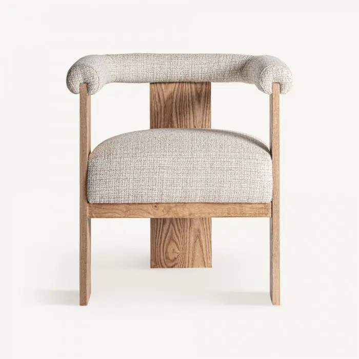 Silla Roble Natural Tejido Blanco Concept, 73 Cm