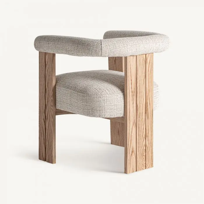 Silla Roble Natural Tejido Blanco Concept, 73 Cm
