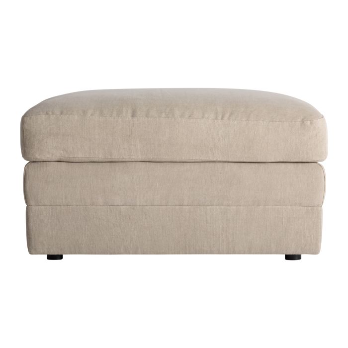 Módulo sofá reposapiés en madera tapizado topo.