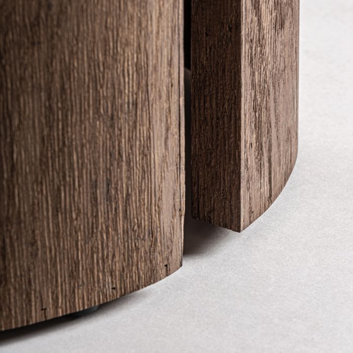 Mesa Centro Tapa travertino Crema Madera Recuperada, 80 Cm