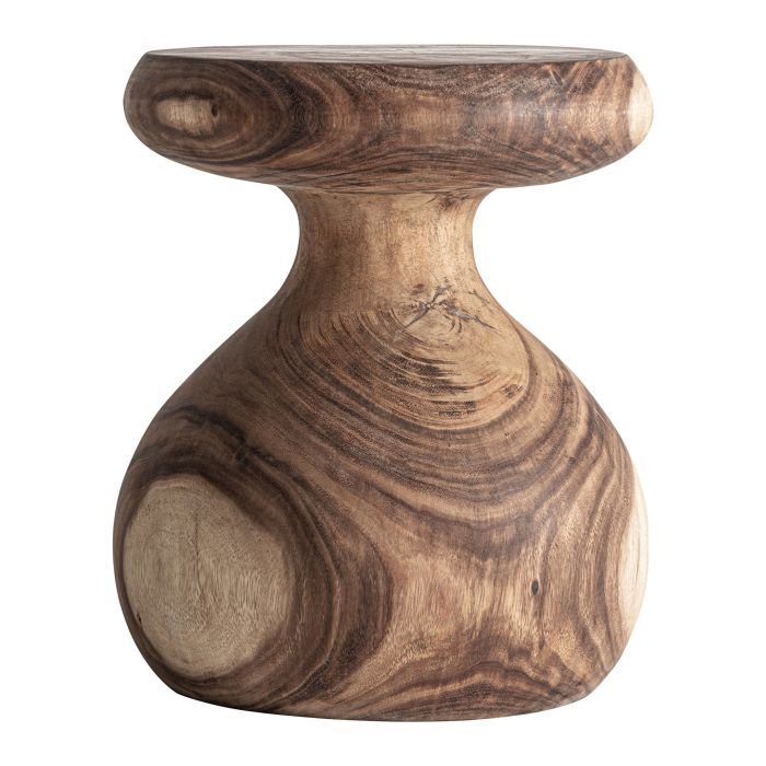 Mesa auxiliar en madera de suar marrón.