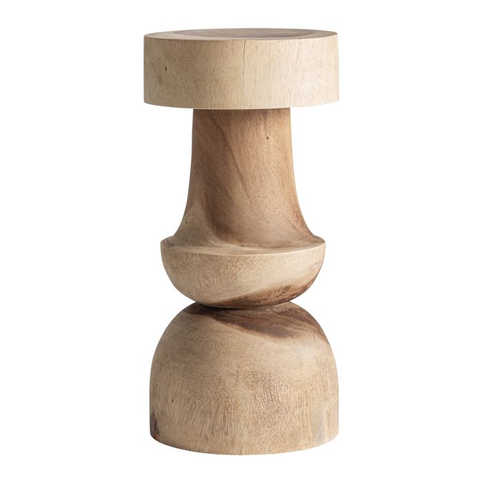 Taburete en madera de suar marrón claro de Vical.