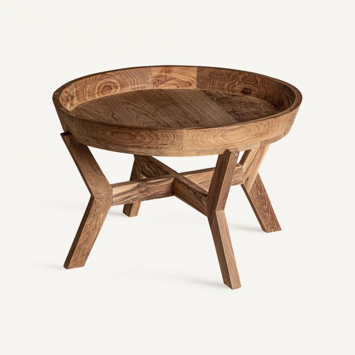Mesa Auxiliar Madera Teka Circular Tonos Marrón, 71 Cm