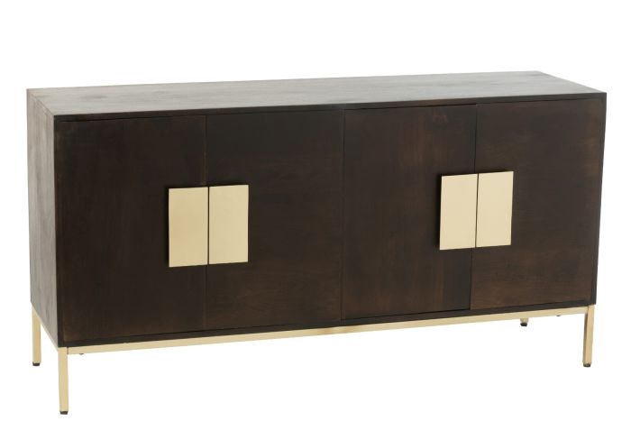 Aparador 4 Puertas Estilo Art Decó Marrón Oro, 147 Cm