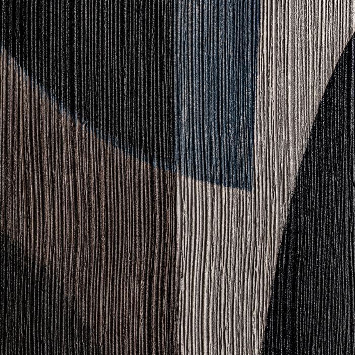 Lienzo Artesanal Bobby Tonos Azul Negro Madera Pino, 120 Cm