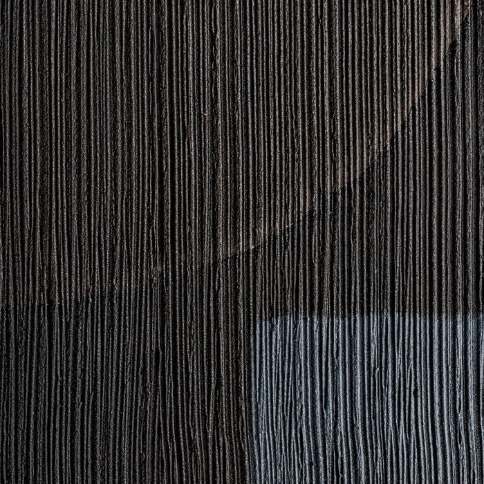 Lienzo Artesanal Bobby Tonos Azul Negro Madera Pino, 120 Cm