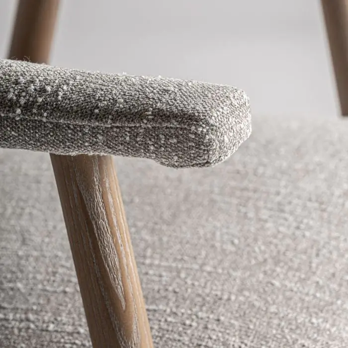 Silla Madera Natural Tejido Gris Granulado, 75 Cm