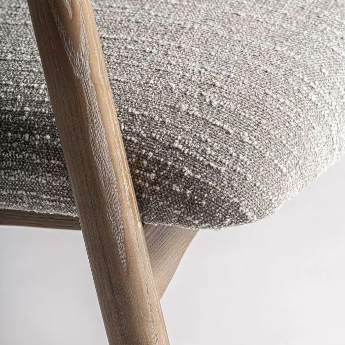 Silla Madera Natural Tejido Gris Granulado, 75 Cm