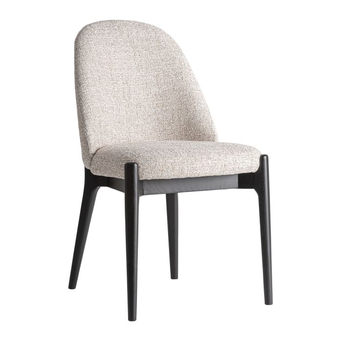 Silla en madera de fresno negra y tejido beige 47 cm