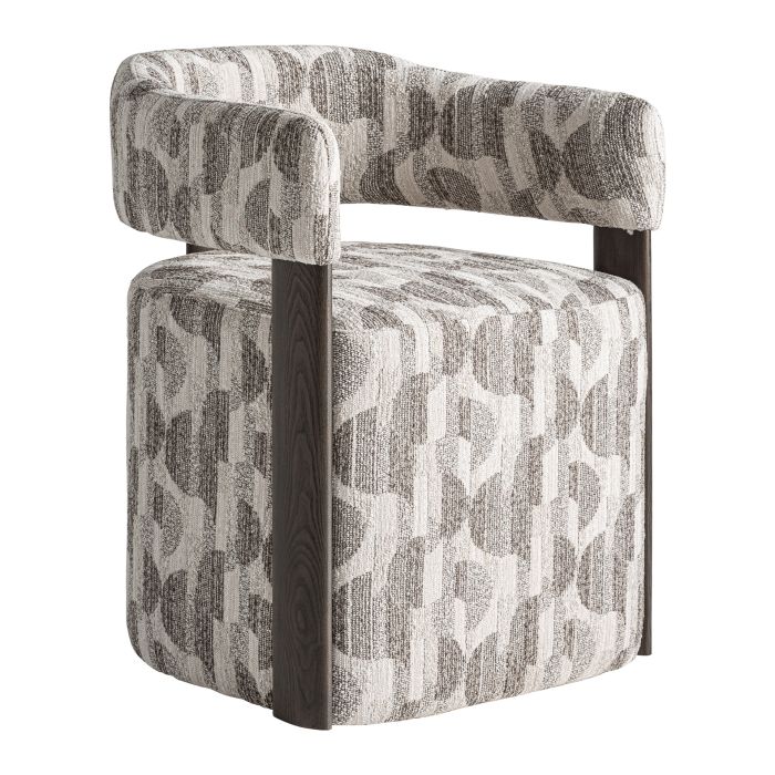 Silla en madera de fresno marrón tapizado en tejido gris 61 cm