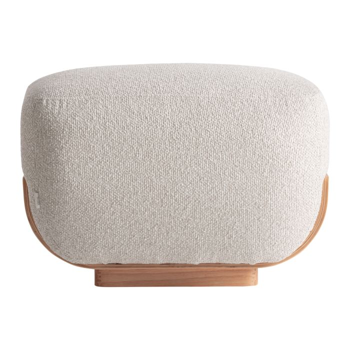 Reposapiés en madera marrón claro y tejido blanco roto 63 cm
