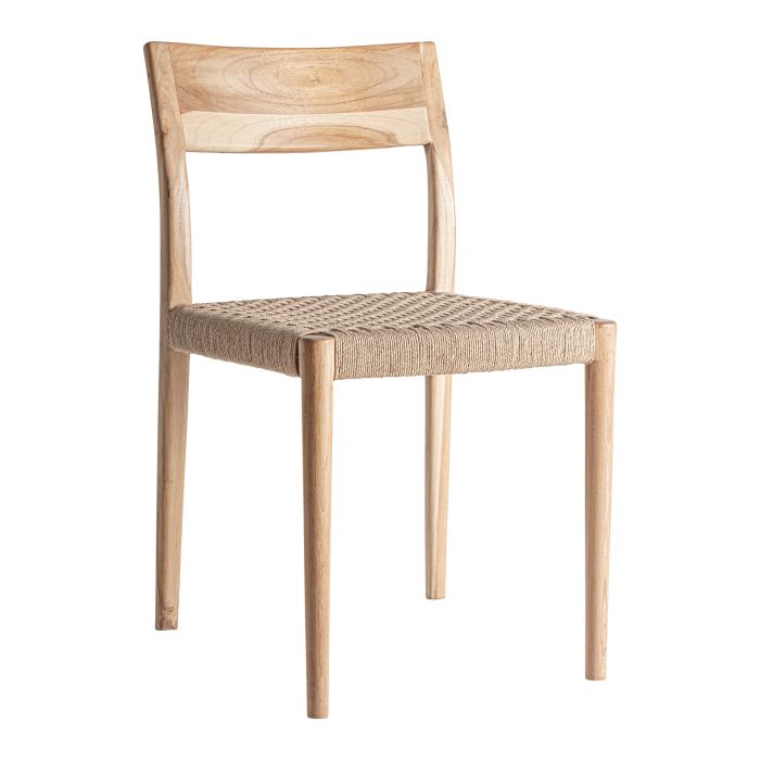 Silla en madera de teca y fibra natural marrón 45 cm