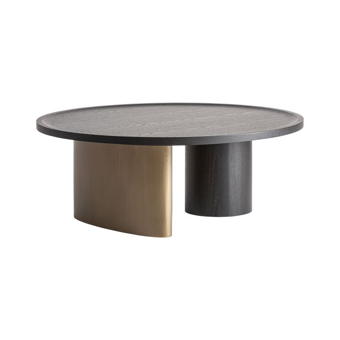 Mesa de centro en madera negra y dorada 100 cm