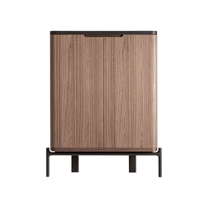 Armario en madera marrón, madera de nogal negro y cristal templado beige 110 cm