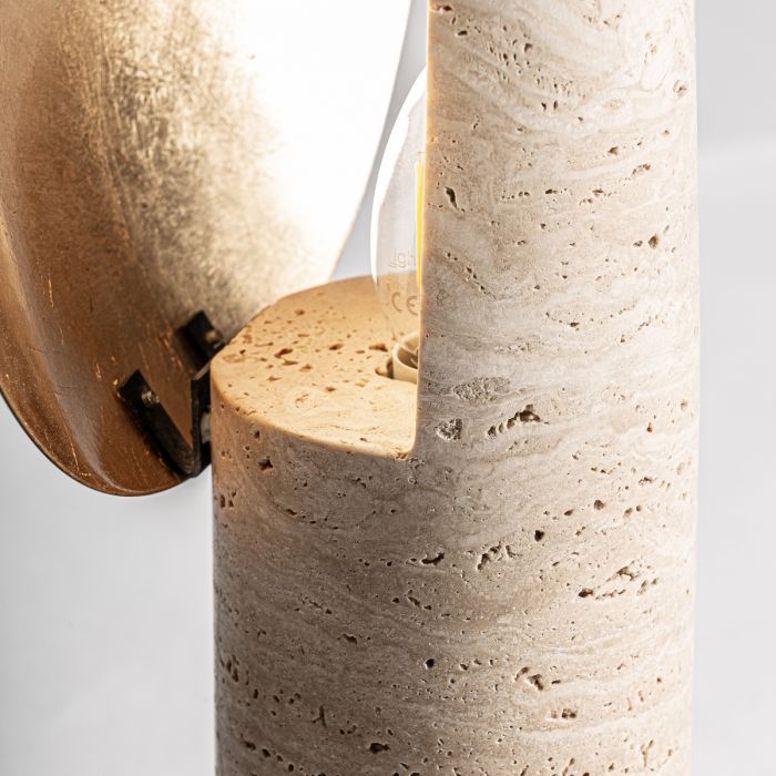 Lámpara De Sobremesa Mármol Beige Metal Oro, 47 Cm