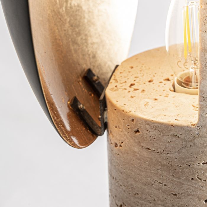 Lámpara De Sobremesa Mármol Beige Metal Oro, 47 Cm