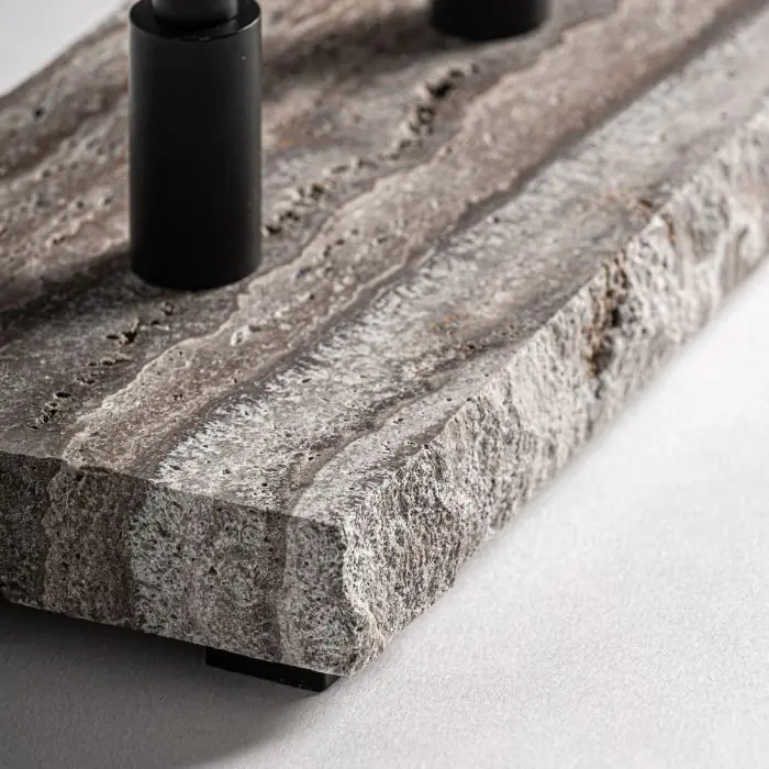 Lámpara De Sobremesa Mármol Gris Metal Negro , 64 Cm