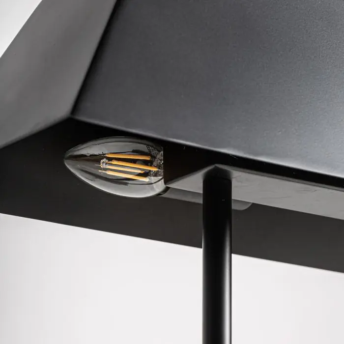 Lámpara De Sobremesa Mármol Gris Metal Negro , 64 Cm