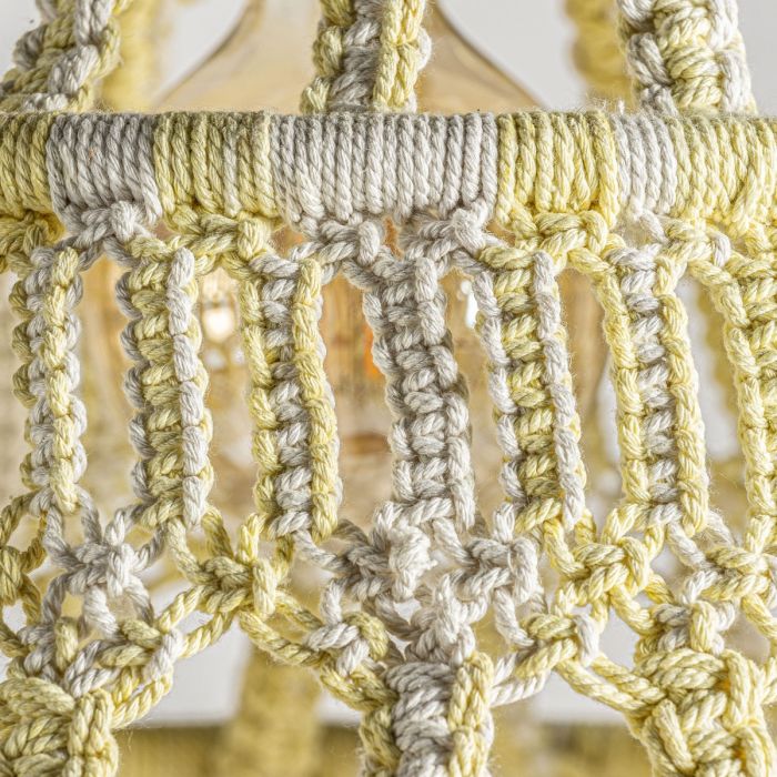 Lámpara De Techo Tejido Blanco Amarillo, 110 Cm