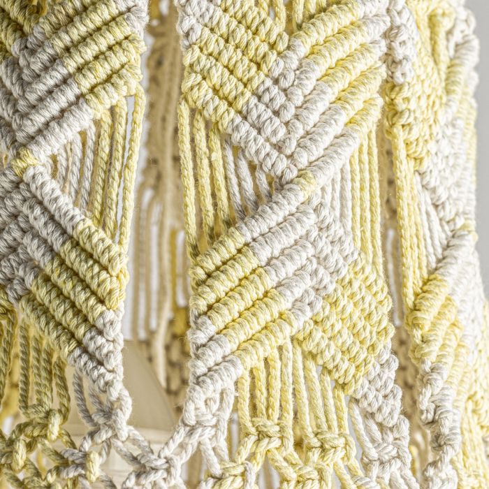 Lámpara De Techo Tejido Blanco Amarillo, 110 Cm