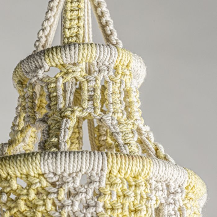 Lámpara De Techo Tejido Blanco Amarillo, 110 Cm