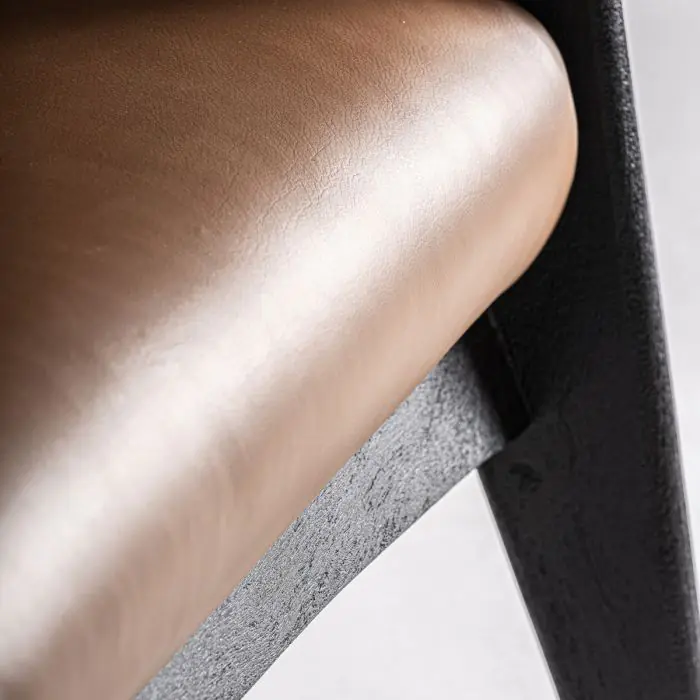 Sillón beslon Madera Negra Cuero Marrón, 70 Cm
