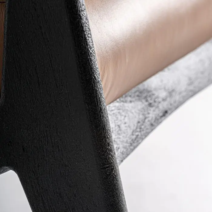 Sillón beslon Madera Negra Cuero Marrón, 70 Cm