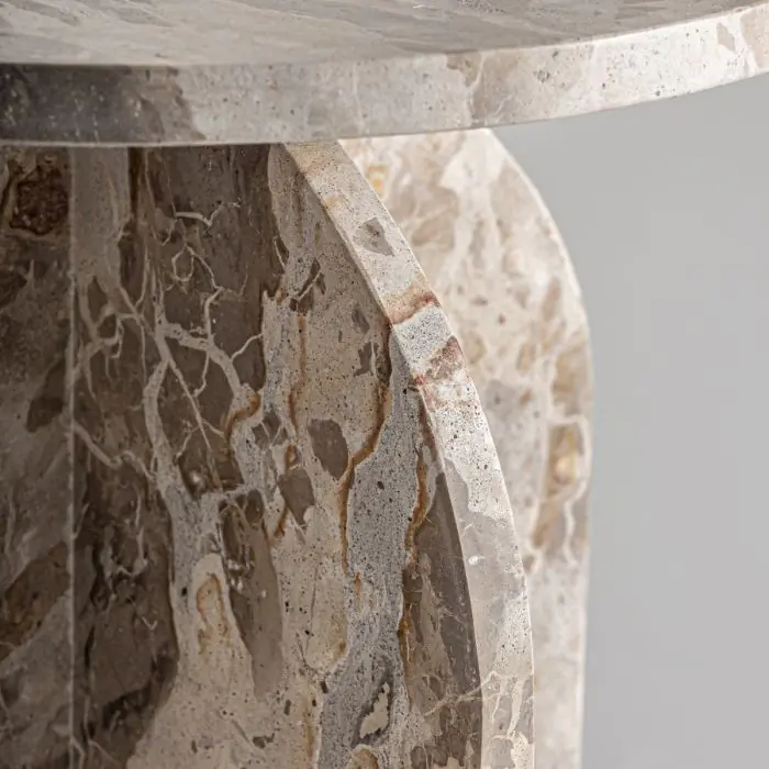 Mesa Auxiliar ALESSANO Mármol Tonos Beige, 56 Cm