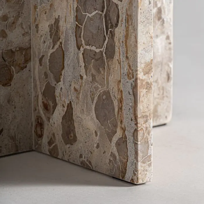 Mesa Auxiliar ALESSANO Mármol Tonos Beige, 56 Cm