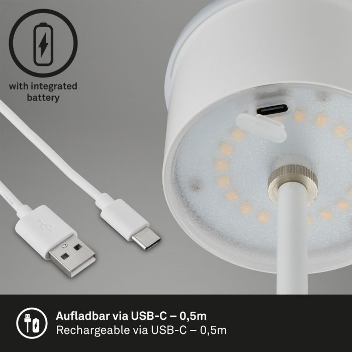 Lámpara Sobremesa Exterior Metal Blanco, 22 - 38 Cm