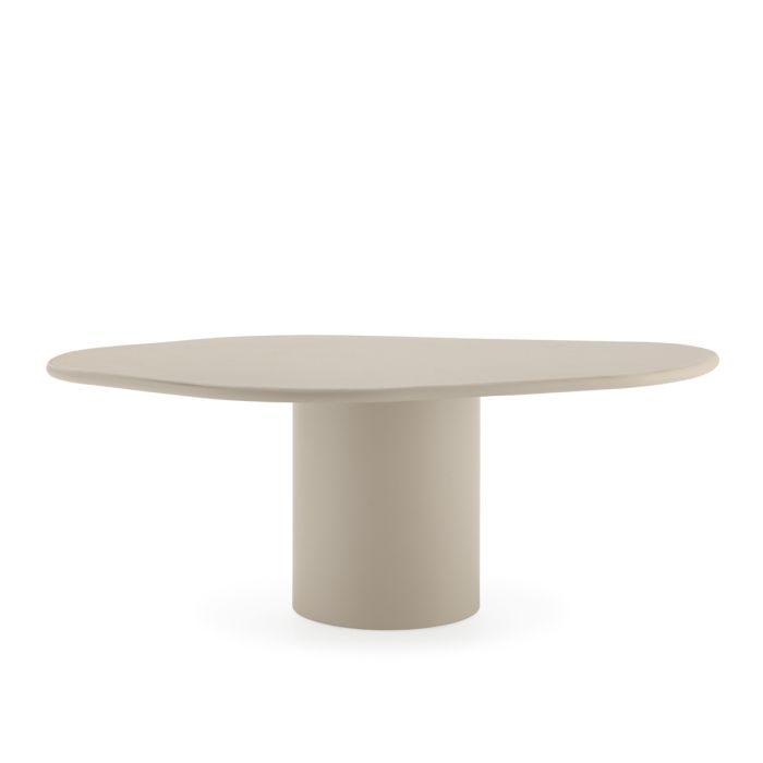 Mesa de comedor contemporánea en piedra y resina topo.